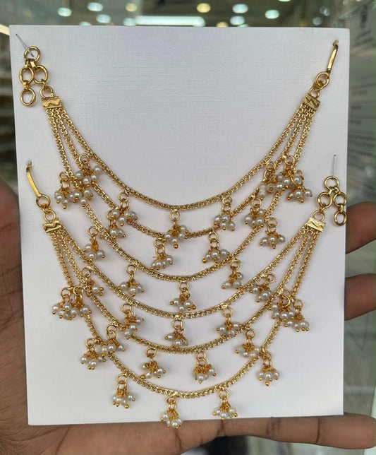 🤍 White Moti Multilayer EARCHAIN