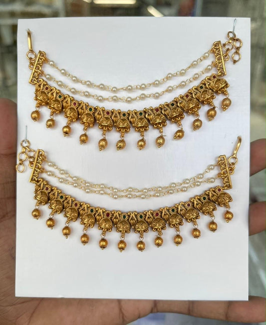 Navratan Pearl Ear Chain 💎