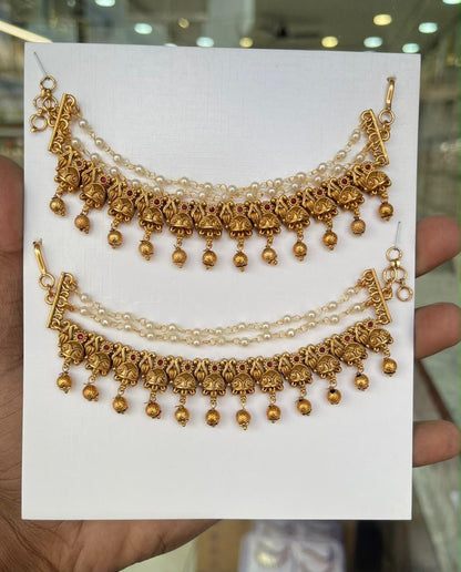 Navratan Pearl Ear Chain 💎
